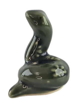 Змея керамическая зеленая (8х7х5,5 см)1 фото