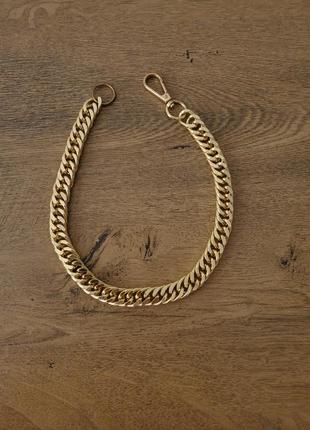 Ланцюг чокер намисто кольє плоский золотистого кольору