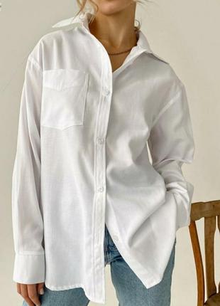 Біла бавовняна сорочка оверсайз 👌 рубашка з чоловічого плеча