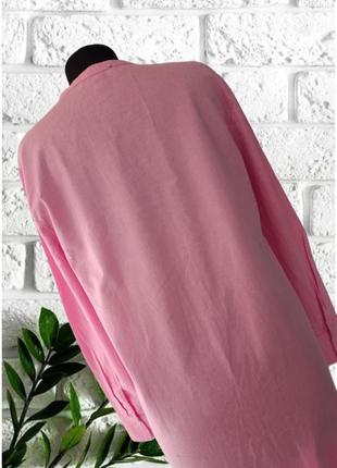 Довга рожева  сукня сорочка на гудзиках primark натуральний состав котон  льон розмір 10 м6 фото