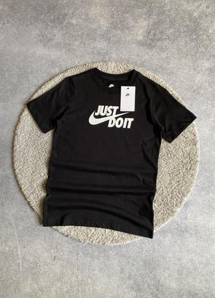 Nike jdi just do it оригинал новая детская подростковая футболка чёрная найк на мальчика
