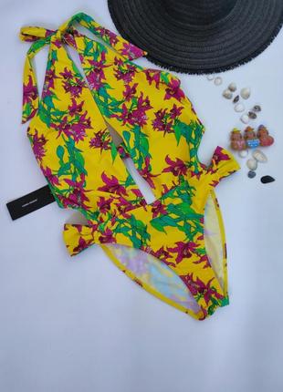 Желтый цветной сдельный слитный закрытый купальник монокини vero moda l,  40, 48