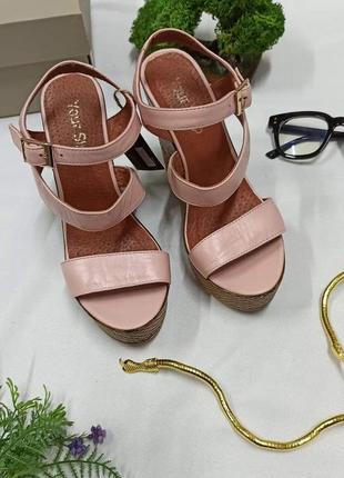 ✅шкіряні босоніжки/босоніжки на танкетці/your step