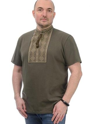Чоловіча футболка - вишиванка хакі, розміри m, l, xl, 2xl, 3xl