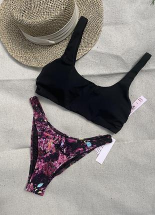 Купальник victoria’s secret топ черный плавки бразилианы