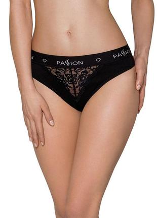 Трусики з широкою гумкою і мереживом passion ps001 panties black, size m