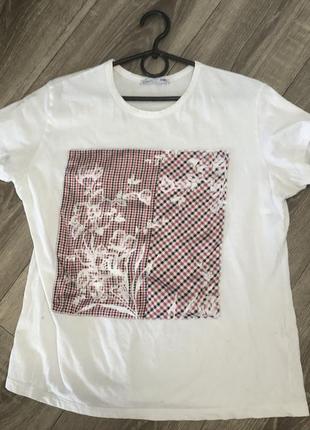 Футболка zara, белого цвета с хлопком