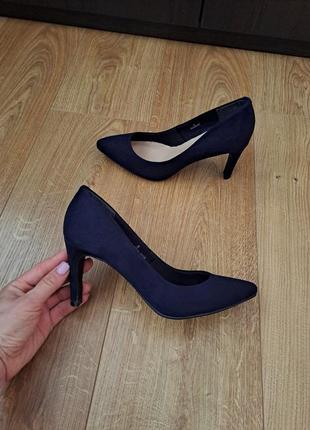 Женские туфли на каблуке/синие туфли/лодочки1 фото