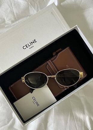 Сонячні окуляри з сумочкою celine triomphe oval metal 01