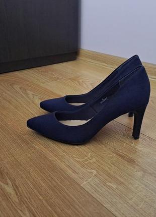 Женские туфли на каблуке/синие туфли/лодочки4 фото