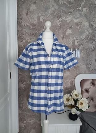 Рубашка унисекс льняная в клетку