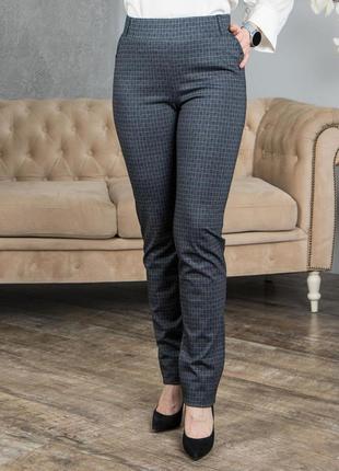 Женские брюки "владислава ",ткань трикотаж алекс, плотный, размеры 50,52,54 серая клетка1 фото