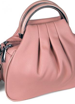 Жіноча стильна сумка невеликого розміру, клатч, через плече, екошкіра, рожева2 фото