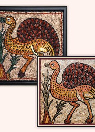 Ковер на стену, мозаика (страус). кастр, левая.