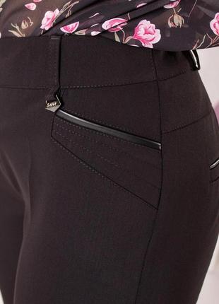 Женские укороченные брюки " ада",ткань плотная костюмная , р-р  46,50,52,54,56,58,60 черные плотн4 фото