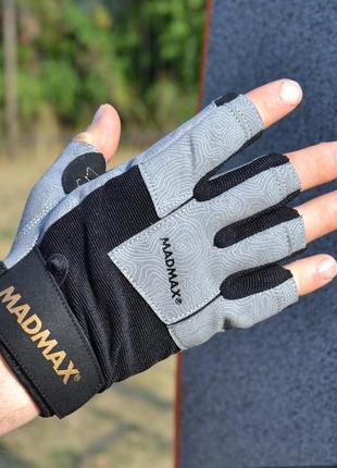 Спортивные перчатки для фитнеса madmax mfg-871 damasteel grey/black m pro 980