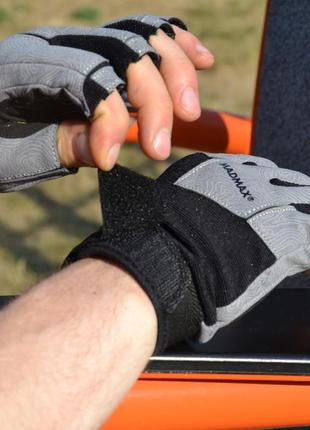Спортивные перчатки для фитнеса madmax mfg-871 damasteel grey/black m pro 980
