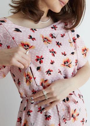 Платье для беременных, для кормящих мам летнее в цветочный принт2 фото