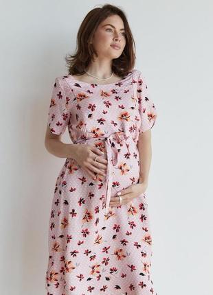Платье для беременных, для кормящих мам летнее в цветочный принт5 фото