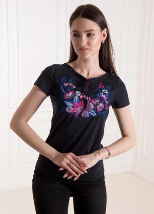 Женская футболка - вышиванка петриковка  р. s(42-44),m(46),l(48), xl(50),2xl(52),3xl(54-56),4xl(56-58)