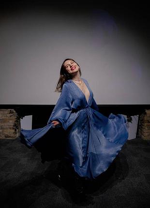 Платье muse cloths миди синее (модель liza)