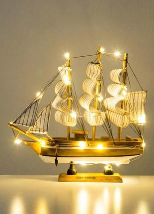 Rest модель дерев`яного вітрильника з підсвічуванням resteq 20х20 см. модель вітрильник з дерева