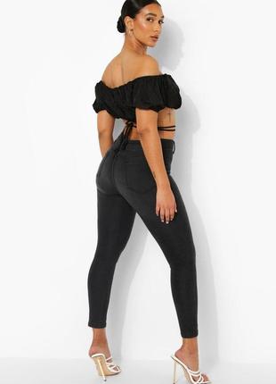 Boohoo. из англии. в наличии. джинсы скинни с высокой посадкой.2 фото