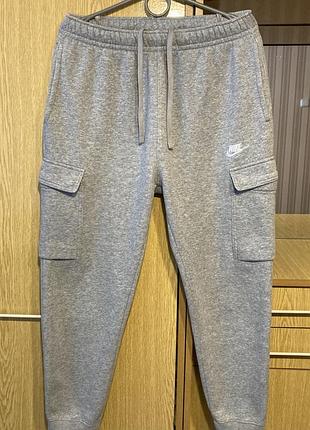 Спортивні трикотажні штани карго на флісі nike m nsw club pant cargo bb.оригінал.