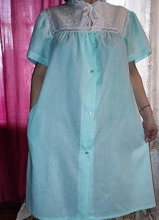 Красивый голубой халат, ночная рубашка-халат, ночнушка 50/58