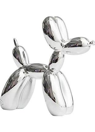 Rest статуетка собачка з кульки resteq срібна. фігурка для інтер'єру собака з кульки ковбаски 10х10х4 см.