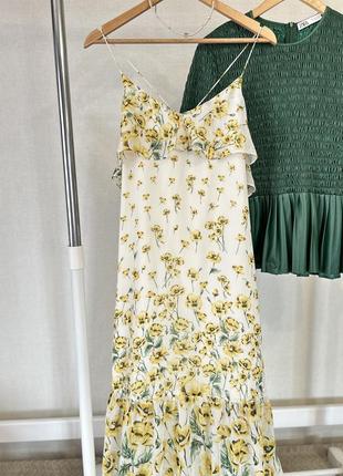 Шифонова максі сукня zara в квітковий принт 🍃🌼