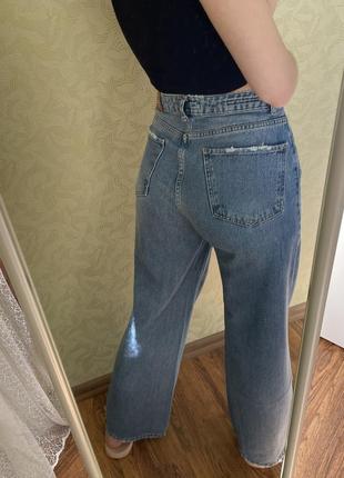 Синие джинсы wide leg5 фото