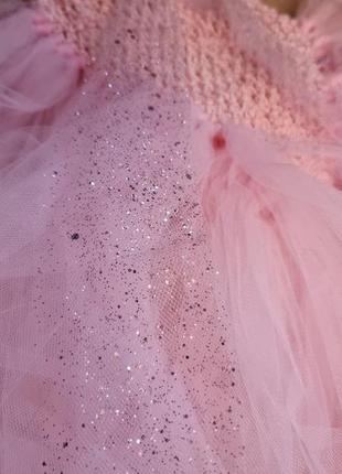 Розовое платье-папачка детча, с короной и палочкой8 фото