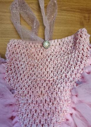 Розовое платье-папачка детча, с короной и палочкой5 фото