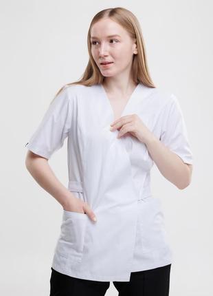 Кофта робоча медична vsetex verona біла, універсальна профформа