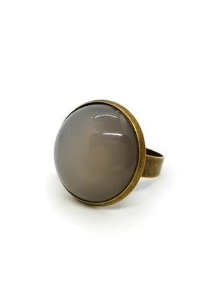 💍🪶 стильне кругле кільце 20 мм натуральний камінь димчастий агат