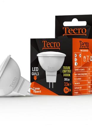 Лампа світлодіодна tecro 3.5w gu5.3 3000k (t-mr16-3,5w-3k-gu5,3)