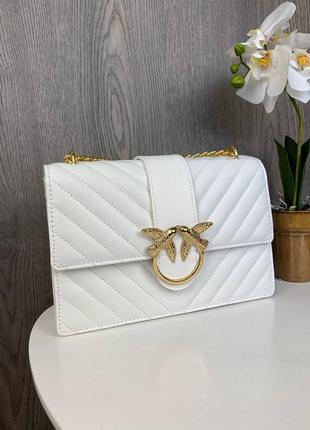 Жіноча міні сумочка клатч на плече в стилі пінко стьобана, маленька сумка pinko з пташками 1198