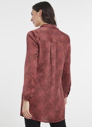Сатиновая удлиненная рубашка туника в животный принт zara