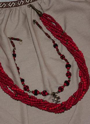 Красное витое ожерелье3 фото