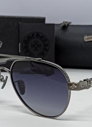 Chrome hearts чоловічі сонцезахисні окуляри краплі сірий градієнт в сріблястому металі