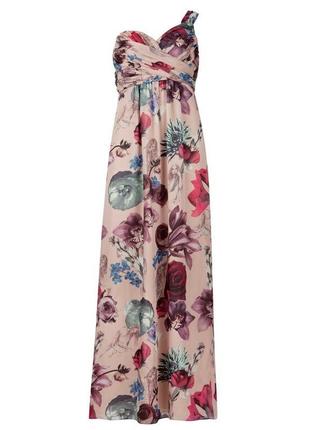 Брендова довага сукня шифонова максі на одне плече від ted baker