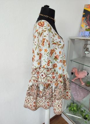 Батальная блуза трапеция,цветочный принт4 фото