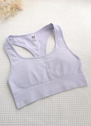 Спортивный сиреневый топ в рубчик h&amp;m xs