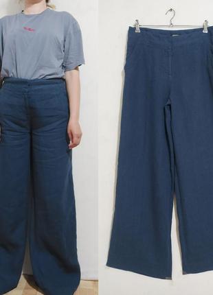 Льняные  брюки палаццо широкие штанины pomodoro
