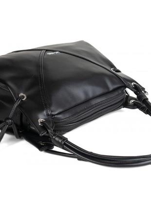 Жіноча стильна сумка, середнього розміру, матеріал екошкіра, чорна5 фото
