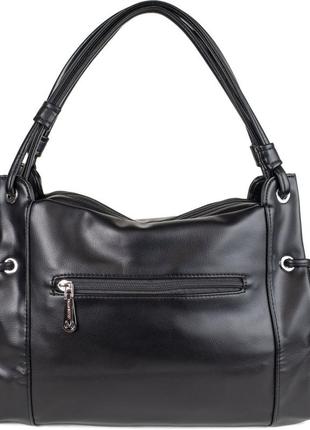 Жіноча стильна сумка, середнього розміру, матеріал екошкіра, чорна7 фото