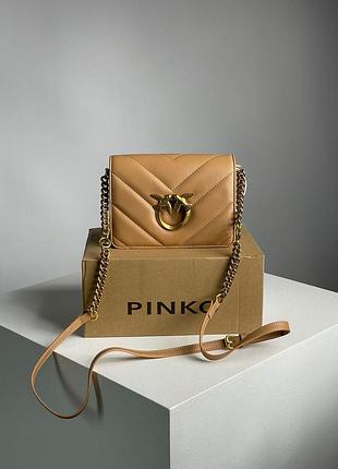 Сумка жіноча в стилі  pinko mini love bag click big chevron beige
