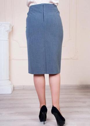 Женская деловая летняя юбка "сабина №2",  трикотаж , р-р 48,50 мелкий рисунок, серая2 фото