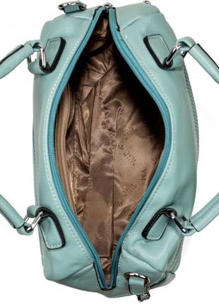 Жіноча стильна сумка, середнього розміру, матеріал екошкіра, бірюза6 фото